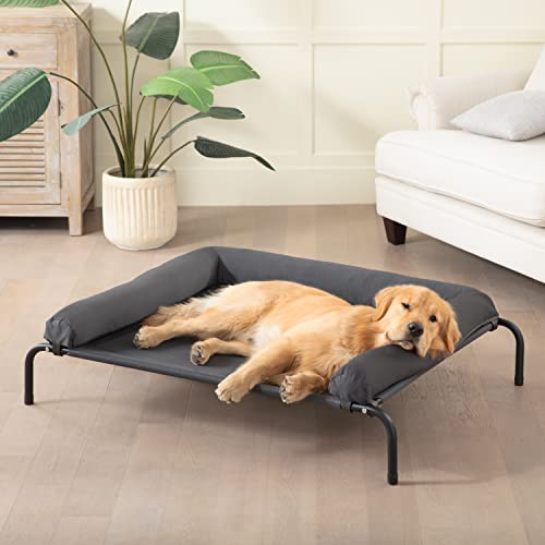 WESTERN HOME Cooling Elevated Dog Bed for Large Dogs, Portable Indoor & Outdoor Raised Dog Bed with Breathable Mesh, Chew Proof Pet Hammock Cots with Removable and Waterproof Bolsters - color: Grey, size: 43.0"L x 31.0"W x 8.0"Th