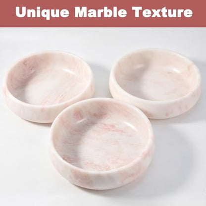 Karibiber Marble Dog Bowl, 6lbs Weighted Dog Food Bowl, Non-Slip Large Heavy Water Bowls, Cute Pink Stone Food and Water Dish for Large Dogs, Natural Marble, Easy to Clean, Holds 6 Cups - color: Pink, size: L