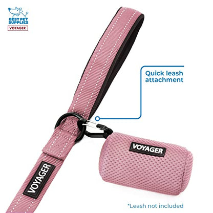 Best Pet Supplies 2팩 강아지 배변 봉투 홀더 목줄 부착물, 색상, 여행, 산책, 공원 및 실외 사용을 위한 재사용 가능한 메시 디스펜서 파우치, 클립온으로 부드럽고 내구성이 뛰어난 - 메시 핑크 - color: 메시 (핑크), size: 1개 (2팩)