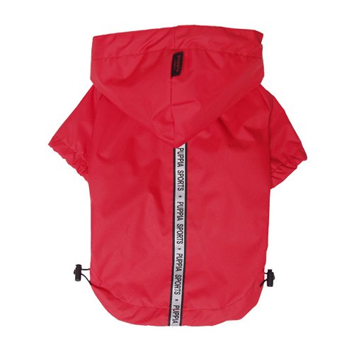 Puppia Base Jumper Dog Raincoat Waterproof Pet Rain Jacket with Reflective Safety Strips Lightweight High-Visibility with Leash Hole, Small, Red - color: Red, size: Small