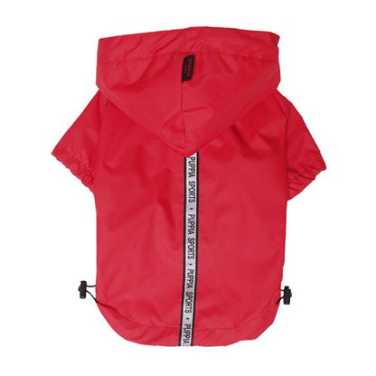 Puppia Base Jumper Dog Raincoat Waterproof Pet Rain Jacket with Reflective Safety Strips Lightweight High-Visibility with Leash Hole, Medium, Red - color: Red, size: Medium