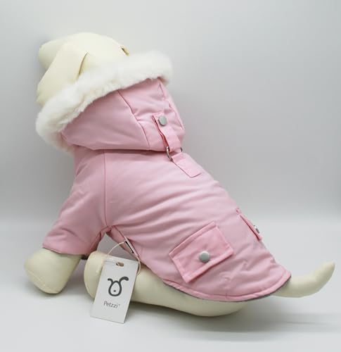 Pet Warm Dog Coat for Winter Cold Weather Clothes Hooded Dog Jacket Small Puppies Medium Large Dog Cat Clothes Insulated Padded Snow Parka - Alexander (Pink, Small) - color: Light Pink, size: Small