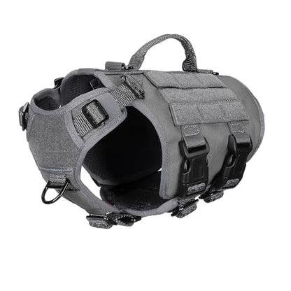 ICEFANG GN3 Tactical Dog Harness with 6X Buckle,Dog Molle Vest with Handle,3/4 Body Coverage,Hook and Loop Panel for ID Patch,No Pulling Front Clip (XS (17"-23" Girth), Wolf Gray) - color: Wolf Gray, size: XS (Pack of 1)