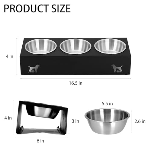 Elevated Cat Food Bowls [3 Pack] - 15° Tilted Stainless Steel, Anti-Vomit Raised Pet Feeder with Non-Slip Base, Ergonomic Whisker-Friendly Bowl Set for Indoor Cats & Kittens - size: Stainless Steel-3 Bowls