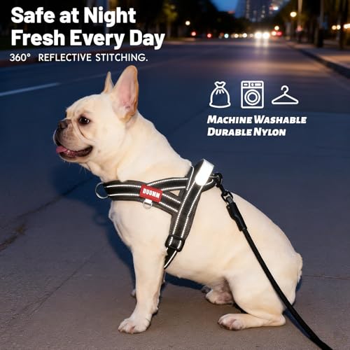 No Pull Dog Harness with Handle, Breathable Mesh Dog Vest for Small Medium Dogs, Lightweight Soft Reflective French Bulldog Harness with Front Clip, Adjustable Easy Walk Puppy Harness (Black, M) - color: Black, size: M