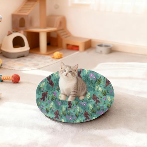 Calming Donut Dog Bed Ape-Man Orchid Cyan Floral Design, 22" Washable Pet Lounger with Removable Cover, Cozy Cushion Comfort Nest for Medium Dogs - size: Medium