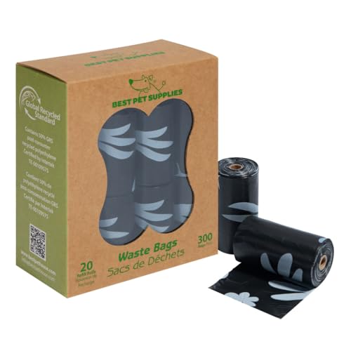 Best Pet Supplies Dog Poop Bags for Waste Refuse Cleanup, Doggy Roll Replacements for Outdoor Puppy Walking and Travel, Leak Proof and Tear Resistant, Thick Plastic - Black (Unscented), 300 Bags - color: GRS Black, size: 300 Bags