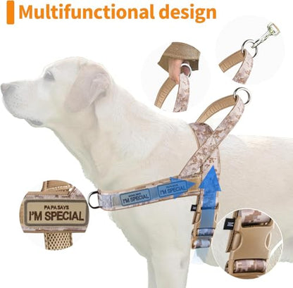 No Pull Dog Harness for Medium Large Dogs, Escape Proof Adjustable Dog Harness Brown Camo, M - color: Brown Camo, size: M-Chest size 22-27.5''