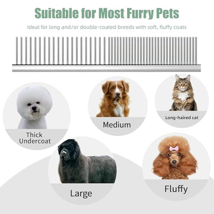 Slicker Brush for Dogs & Pet Comb,Grooming Brush for Thick,Fluffy,Shedding Fur on Dogs and Cats Soft,Gentle Pins for Grooming