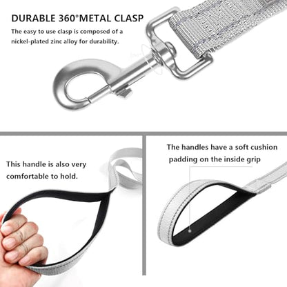 Dog Leash 6 FT Padded Handle Nylon Reflective Dogs Leashes for Small Dogs Silver - color: Refl Silver, size: Small : 5/8" x 6 FT