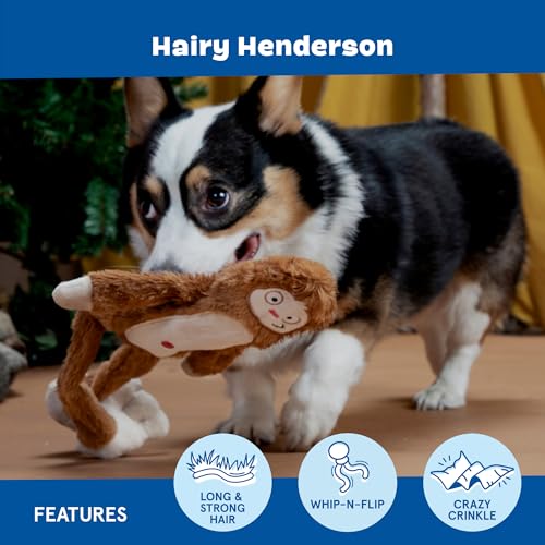 BarkBox Hairy Henderson Dog Toy | Bigfoot Plush Toy with Whip-N-Flip Limbs, Long and Strong Hair, Crinkle and Squeaker | Fun for Dogs - color: Hairy Henderson