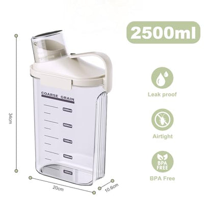 LANGMINGDE 1 Piece Cereal Containers Storage, 2.5L/85oz Rice Airtight Storage Container, BPA Free Clear Plastic Cereal Dry Food Flour Bin, Dog Cat Food Dispenser with Measuring Cup, for Kitchen Pantry