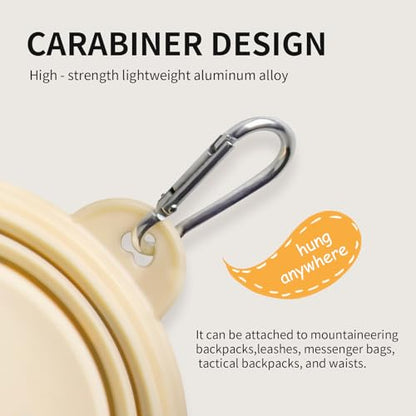 Collapsible Dog Bowls 2-Pack, Portable Travel Dog Bowl with Carabiner, Food-Grade Silicone Pet Bowl for Hiking, Walking(Macaron Yellow and Green) - color: 12 OZ Macaron Yellow and Green