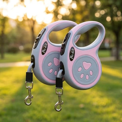 2Pack Retractable Dog Leash for Small Medium Dogs One-Click Brake & Lock Anti-Slip Ergonomic Handle 360° Tangle-Free Zinc Alloy Hook Durable ABS Casing-9.84feet Pink - color: Pink, size: 2