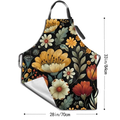 Sweetshow Cute Dog Apron with 2 Pockets and Adjustable Neck Waterproof Kitchen Cooking Dog Grooming Aprons for Women Men - color: Flower