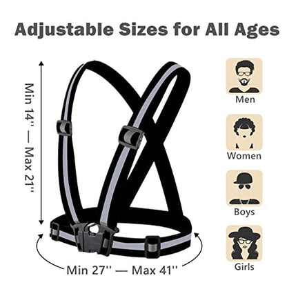 Reflective Vest, High Visibility Safety Vest Straps Reflective Gear for Night Running Walking Cycling for Men Women Kids - color: 2 Black