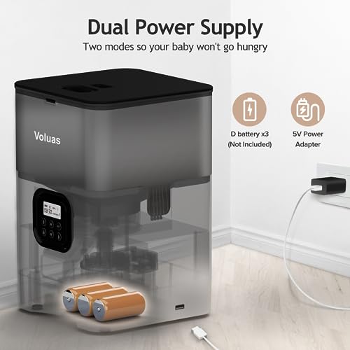 VOLUAS Automatic Cat Feeders - Pet Dry Food Dispenser with Timer, Automatic Cat Feeders with Desiccant Bag, Programmable Portion Size Control 4 Meals Per Day, 10s Voice Recorder | Programmable Portion Control, Up to 4 Meals Daily, Dual Power Supply, Power