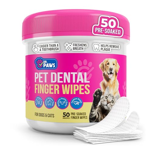 Pet Dental Finger Wipes - Natural Ingredients, Easy to Use Dog Teeth Cleaning Wipes for Effective Dog Teeth Cleaning - Ideal Dog Dental Wipes for Optimal Oral Hygiene