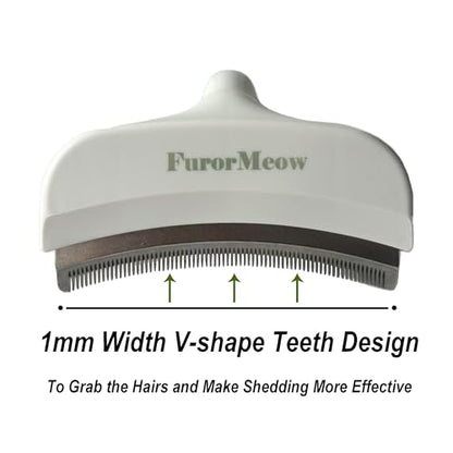 Pet Deshedding Tool with Curve Blade, Cat Grooming Brush, Tight V-shaped Teeth Shedding Comb for Cats and Dogs (White, Large) - color: White, size: Large
