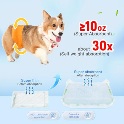 Dog Diaper Liners 100ct Super Absorption Disposable Dog Diaper Booster Pads Leak-Proof for Female and Male Fit Most Reusable Pet Belly Bands, Wraps and Period Diapers(Regular, S-100ct) - size: Regular