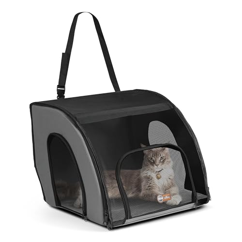 K&H Pet Products Enclosed Dog Cat Car Seat, Travel Safety Carrier for Pets, Dog Travel Car Seat, Soft-Sided Covered Cat Carrier, Washable Pad, Multiple Entrances, Mesh Windows - Small 17 X 16 X 15in - size: 17.0"L x 16.0"W x 15.0"H