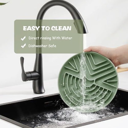 Lesipee Slow Feeder Dog Bowl for Large & Small Pets, Anti Choking Puzzle Dog Food Bowl with Non-Slip Base, Interactive Pet Slow Eating, Silicone Cat Feeder for Puppies & Cats(Grey Green) - color: Grey Green