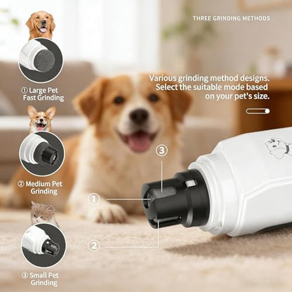 Silent Groom pro Nail Grinder, 2-Speed USB-C Rechargeable Dog Nail Trimmer with LED Light, Safe Painless Paw Grooming Tool for Small Medium Large Dogs Cats, with Replacement Heads