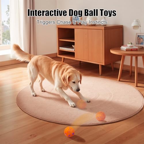 Interactive Dog Ball Toy, Smart Dog Toy for Medium and Large Dogs, Automatic Moving Rotating & Bouncing Ball, Durable E-TPU Material, IP54 Waterproof, Motion-Activated Dog Toy for Active Dogs - color: Orange