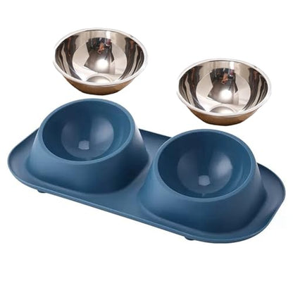 Anti Vomiting Double Feeding Bowls for Cats and Dogs Elevated Raise Tilted Cat Food Bowls No Spill Anti Skid Design Grey - color: Grey