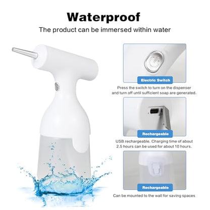 Dog Bath Brush and Foam Machine | Dog Shampoo Brush | Dog Wash Accessories | Rechargeable Shampoo and Soap Dispenser, White