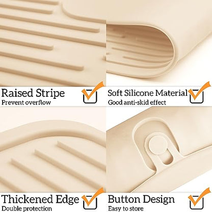 Ptlom Pet Placemat for Dog and Cat, Anti-Slip Waterproof Dogs Feeding Mat Prevent Food and Water Overflow, Bowl Mats Suitable for Medium and Small Pets, Beige, Silicone - color: Beige