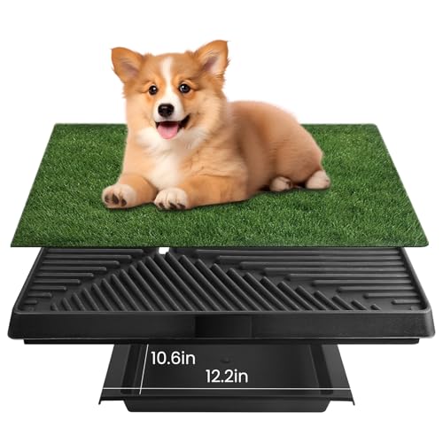 20 x 25 inches Dog Grass Pee Pads, 3-Layer Artificial Fake Grass Rug Pad for Puppy Potty, Washable Training Pad with Tray, Grass Mat for Dog Indoor Outdoor Use, Easy to Clean
