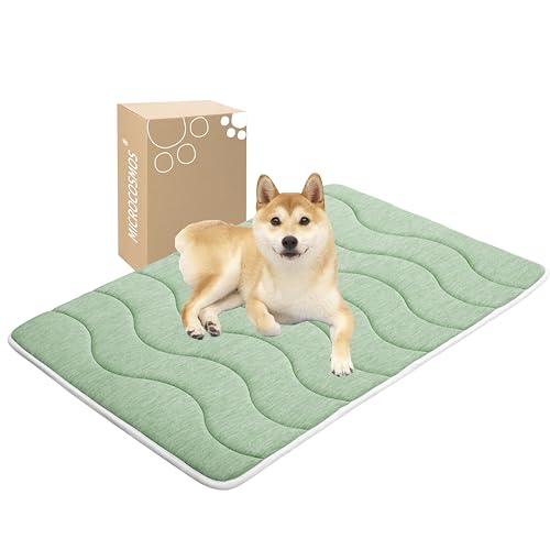MICROCOSMOS 0.8" Thick Cooling Dog Foam Pad & Summer Pet Sleeping Mat, Machine Washable, Materials Safe, Portable Flat Pet Bed for Dogs.(Green, 42" x 28") - color: Green, size: 42"L x 28"W x 0.8"Th