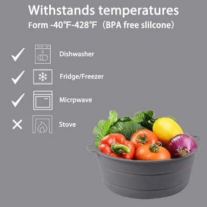 Collapsible Silicone Mixing Bowl, Food-Grade Foldable Travel Container, Large Collapsible Bowls for Camping Outdoor Hiking Storage Mixing, Grey (pot QY104) - color: grey-QY104