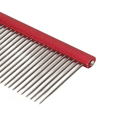 VINGVO Greyhound Comb for Dogs, Metal Dog Comb with Rounded Ends, 16cm/6.3in, Red - size: Red 16cm/6.3in