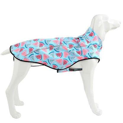 Mile High Life Dog Raincoat, Adjustable Waterproof Reflective Rain Jacket for Small Medium Large Dogs, Lightweight Breathable Pet Rain Coat with Leash Hole(Light Blue Watermelon,XXS Chest 16-19") - color: Light Blue Watermelon, size: XXS Chest 16"-19"