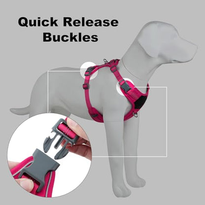Plutus Pet No Pull Dog Harness, Release at Neck, Soft Padded, Reflective Adjustable Dog Vest Harness for Small, Medium, Large Dogs(Hot Pink, M) - color: Hot Pink, size: M
