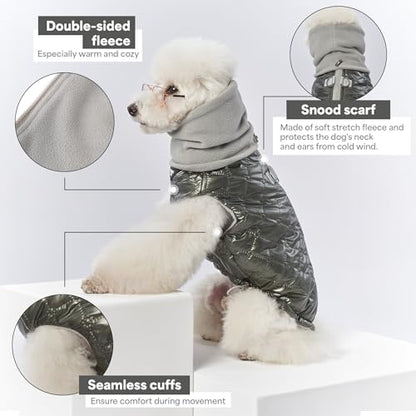 Adjustable Waterproof Dog Winter Coat with Reflective Strips, Insulated Fleece Lined Harness Hole Jacket for Cold Weather & Snow (Gray, XX-Large) - color: Gray, size: XXL:Chest 22'' , Length: 15.7''
