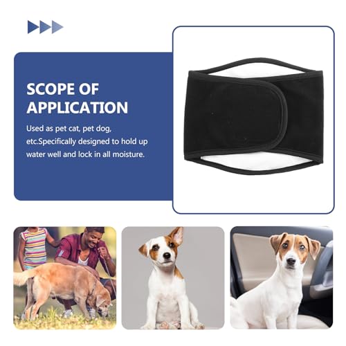 Washable Male Dog Diaper Belly Band, Reusable Breathable Pet Diaper Wrap, Water Absorbent Black Large (70g) for Home Training and Incontinence