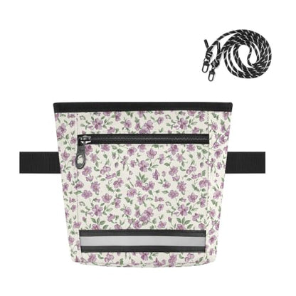 Flower Water-Resistant Dog Treat Pouch, 3 Ways to Wear Treat Bag with Magnetic Closure & Reflective Strip, Hands-Free for Pet Training, Walking