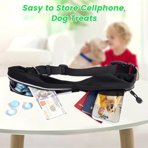 Caudblor Waist Leash for Medium Large Dog Walking, Bungee Hands Free Leash with Zipper Pouch, Around The Waist No Pull Running Dog Belt, Padded Handle Jogging No Hands Heavy Duty - color: Green