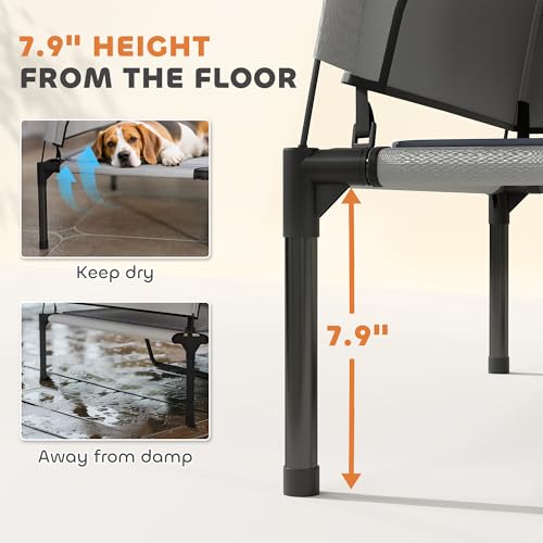 PawHut Elevated Dog Bed with Cooling Pad, Raised Outdoor Pet Bed with Removable Canopy, Breathable Mesh, Storage Bag, Portable Pet Cot for Indoor Outdoor Large Dogs, 36" x 29.5" x 35", Light Gray - size: 3' L x 2.5' W x 2.9' H