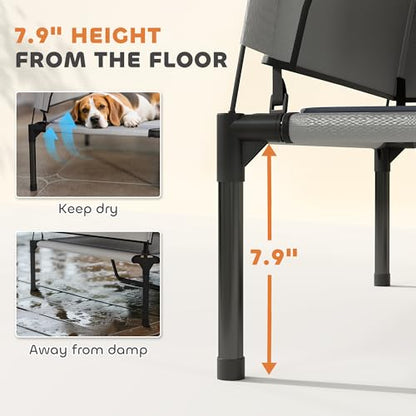 PawHut Elevated Dog Bed with Cooling Pad, Raised Outdoor Pet Bed with Removable Canopy, Breathable Mesh, Storage Bag, Portable Pet Cot for Indoor Outdoor Large Dogs, 36" x 29.5" x 35", Light Gray - size: 3' L x 2.5' W x 2.9' H