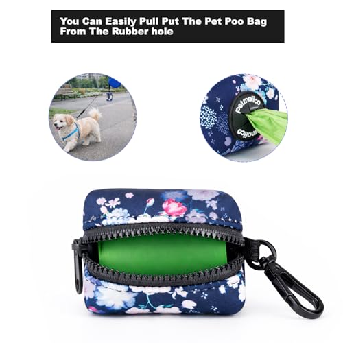 Petmolico Dog Poop Bag Holder Leash Attachment, Dog Waste Bag Dispenser Zippered Pouch, Fits Any Dog Leash, Includes Free Roll of Dog Bags, Poop Bag Dispenser - 2 Packs, Mixed Blue & White - color: Dark Blue & White