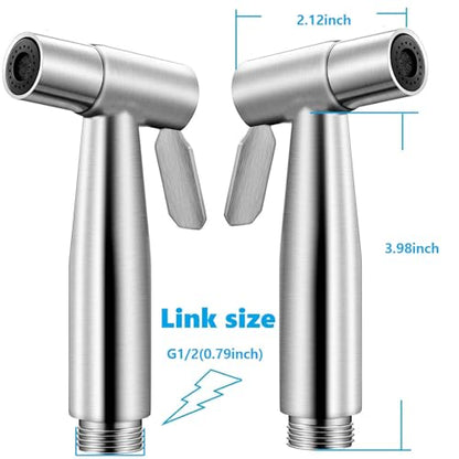 Handheld Bidet Sprayer for Toilet,Bathroom Spray with G1/2,Brushed Nickel | Suitable for Toilet,personal hygiene cleaning, bathroom cleaning, pet bathing, mop cleaning, etc. - color: Silver