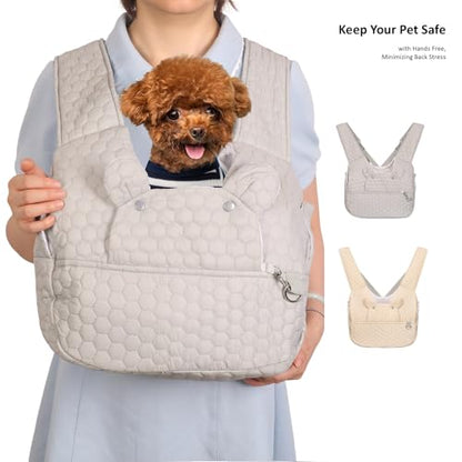 Dog Backpack Carrier for Dogs, Adjustable Strap Cat Carrier Sling, Hands-Free Front Facing Pets Sling Chest, Fit 5-15 Lbs Pets Carrier Backpack for Camping Hiking Traveling Cycling(Light Gray) - color: Light Gray