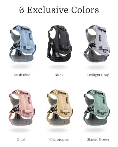 Fei & Eve MagEase 3-Second Magnetic Dog Harness | No-Pull Tactical Vest | Quick-Connect MOLLE w/3 Leash Clips | Military-Grade 900D Nylon | Adjustable w/Handle (Small, Blue) - color: Blue, size: S