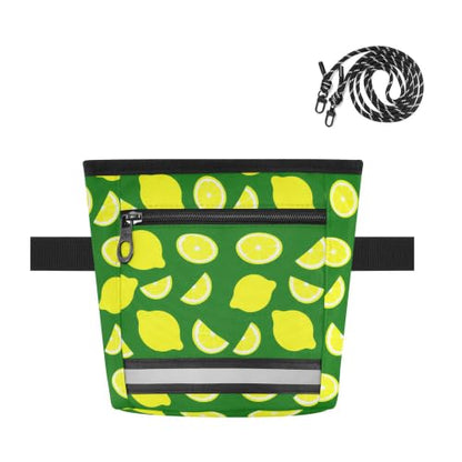 Lemon Water-Resistant Dog Treat Pouch, 3 Ways to Wear Treat Bag with Magnetic Closure & Reflective Strip, Hands-Free for Pet Training, Walking