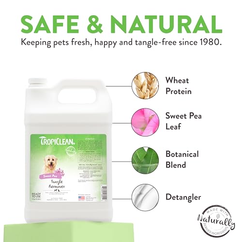 TropiClean Sweet Pea Cat & Dog Detangler Spray Dematting | Dog Conditioner Spray Derived from Natural Ingredients | Made in the USA | 1 Gallon - size: 1 Gallon