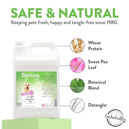 TropiClean Sweet Pea Cat & Dog Detangler Spray Dematting | Dog Conditioner Spray Derived from Natural Ingredients | Made in the USA | 1 Gallon - size: 1 Gallon